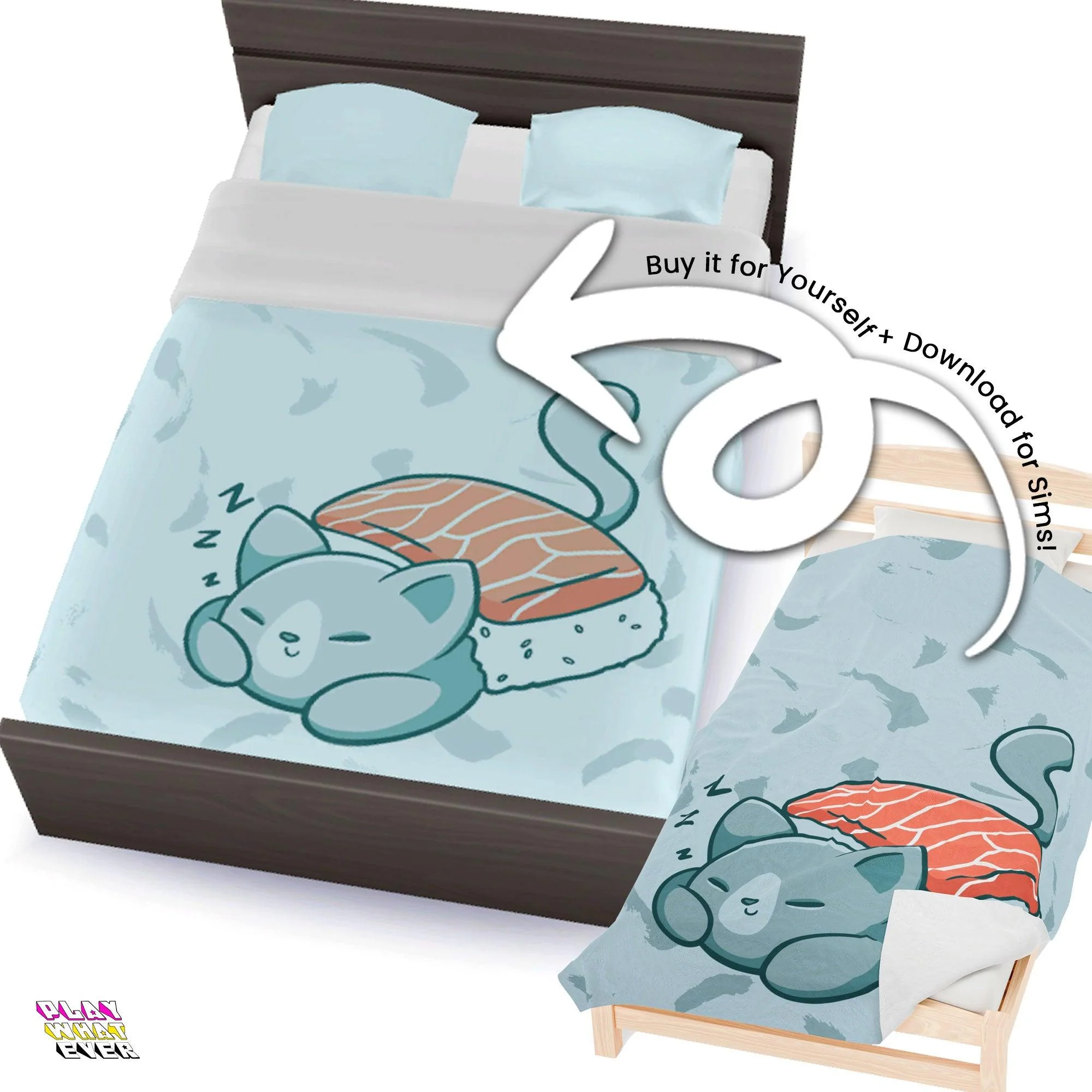 Sushi Cat Cute Velveteen Plush Blanket - Image 7