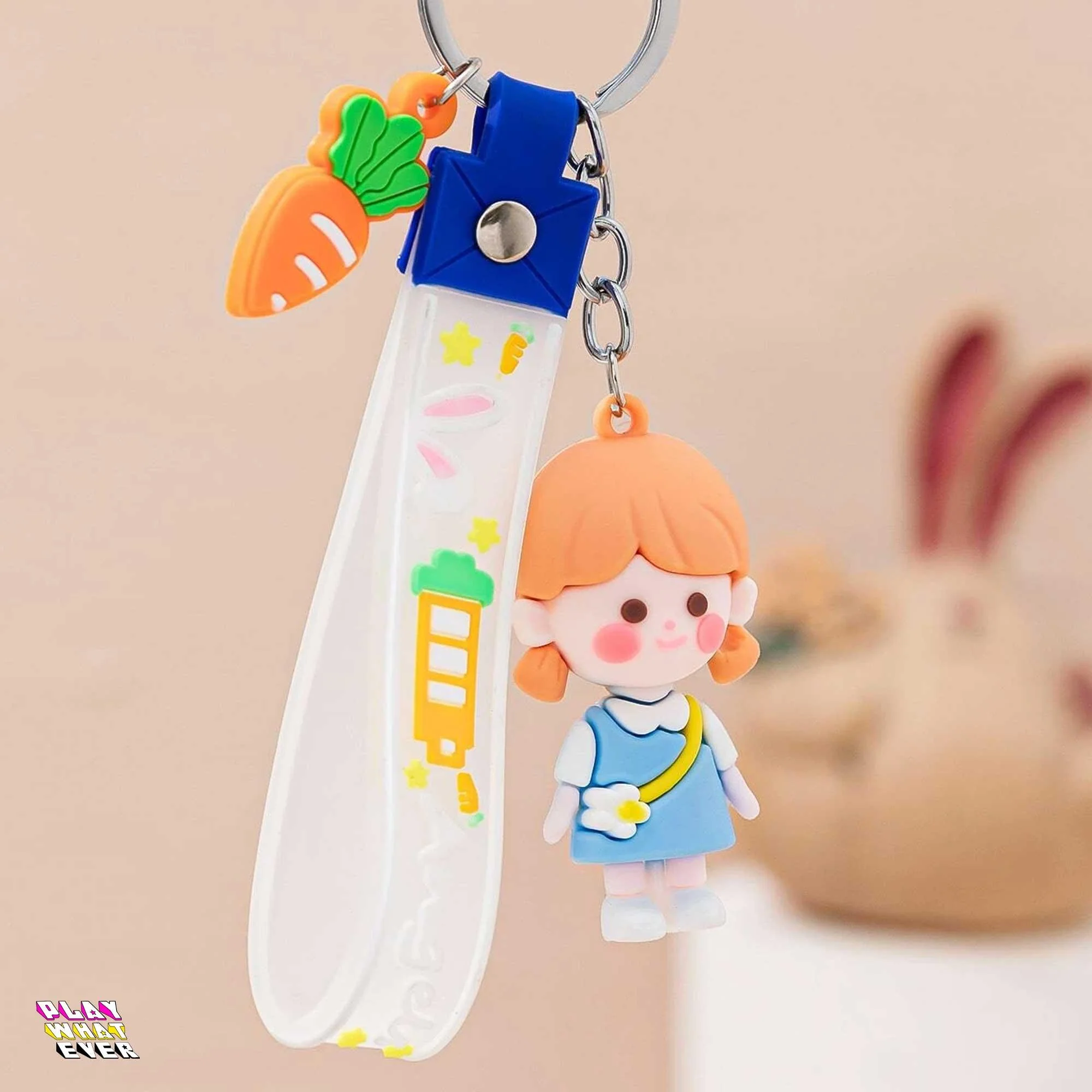 Sweet Angela Loves Rabbits Keychain
