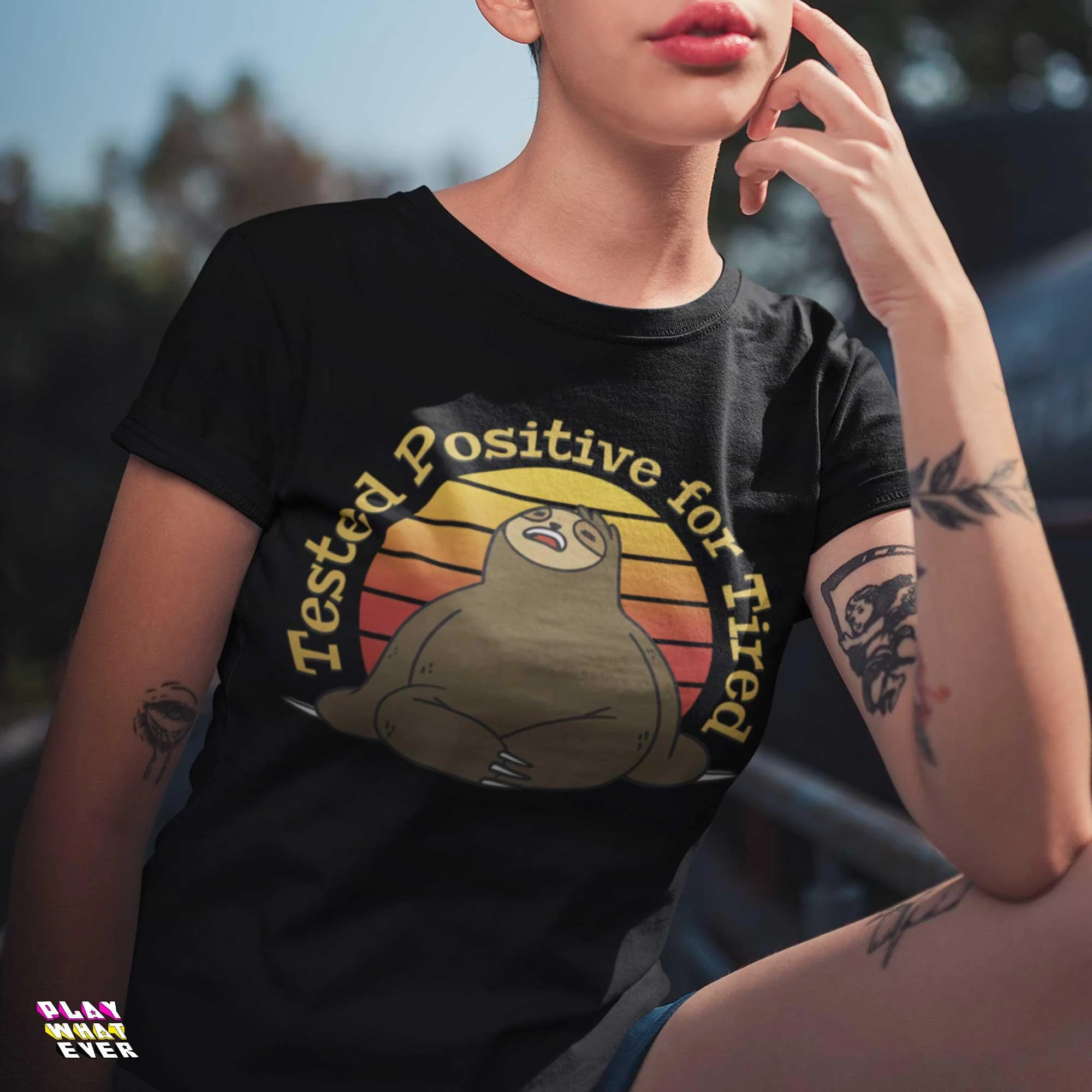 Tested Positive for Tired Funny Sloth T-Shirt - Image 2