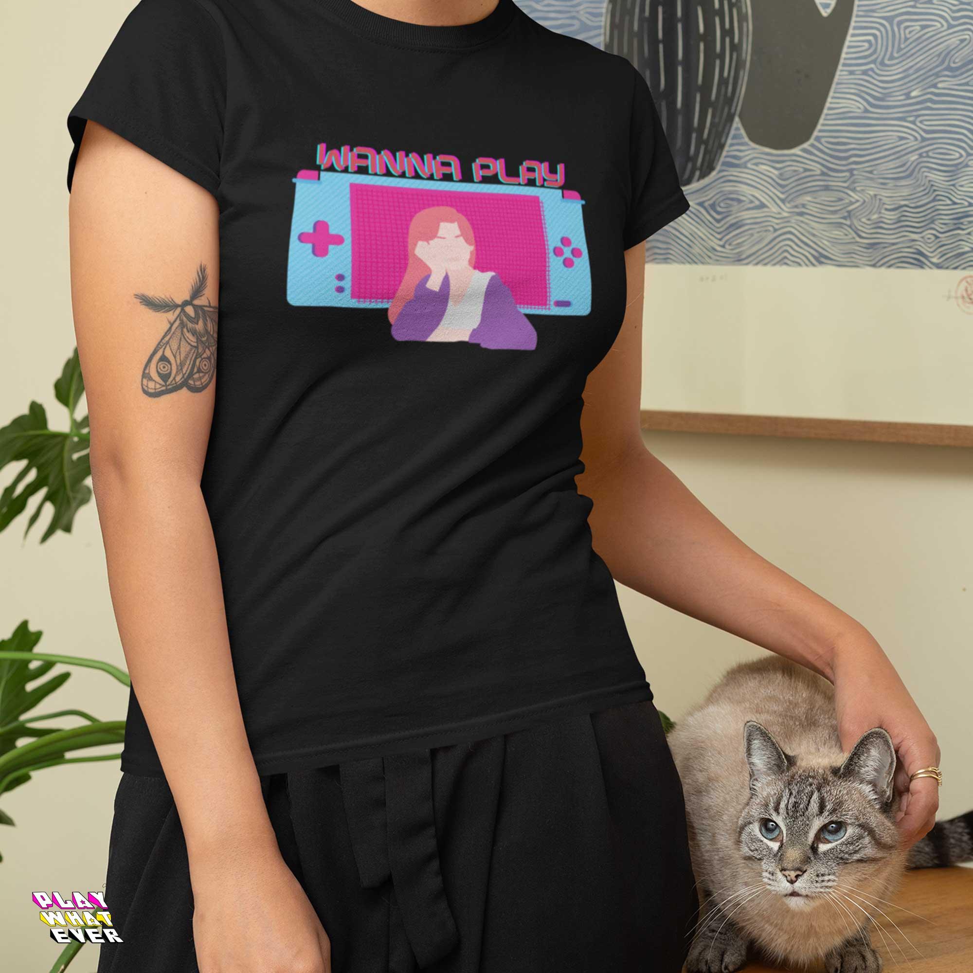 Wanna Play Retro Gameboy Gaming T-Shirt - Image 3