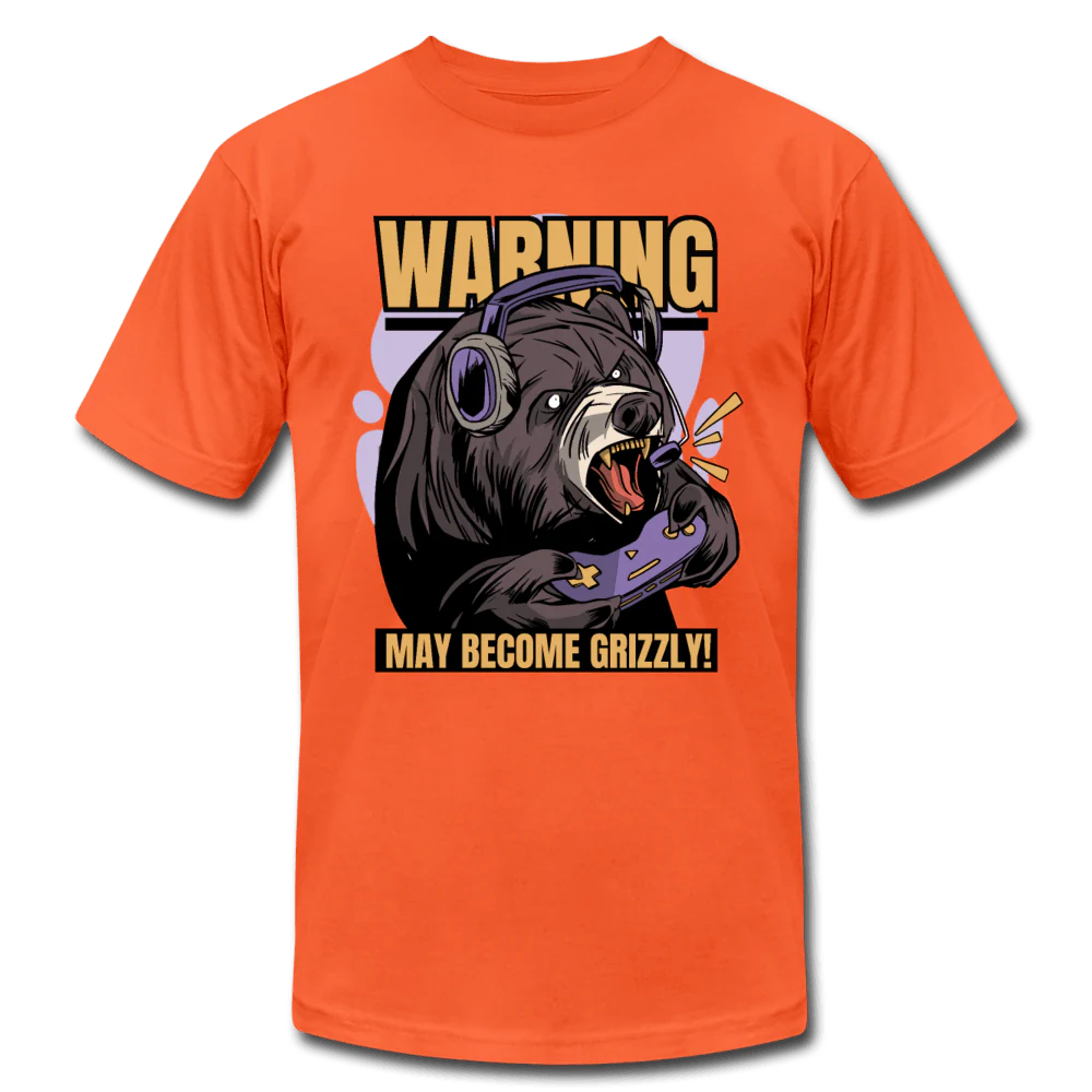 Warning May Become Grizzly Gaming Bear Unisex T-Shirt - Image 3