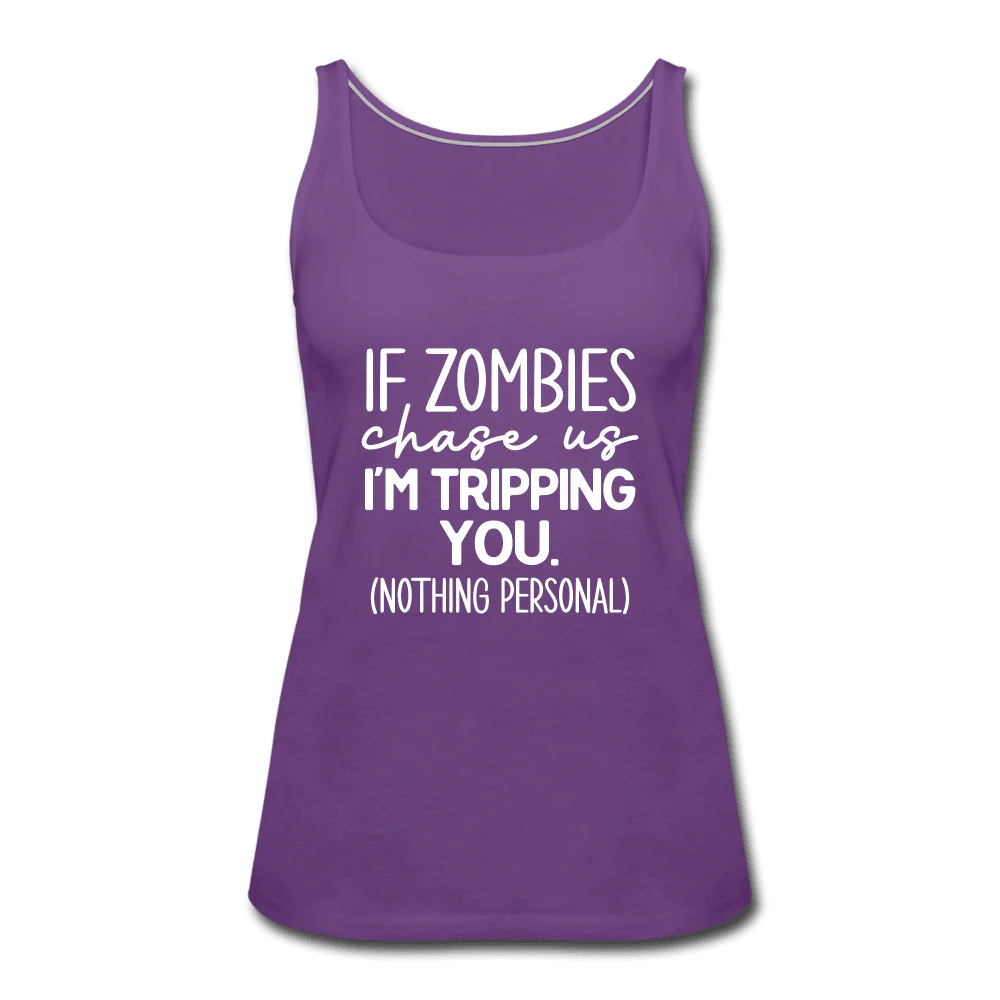 Zombie Chase Funny Quote Tank Top - Image 13