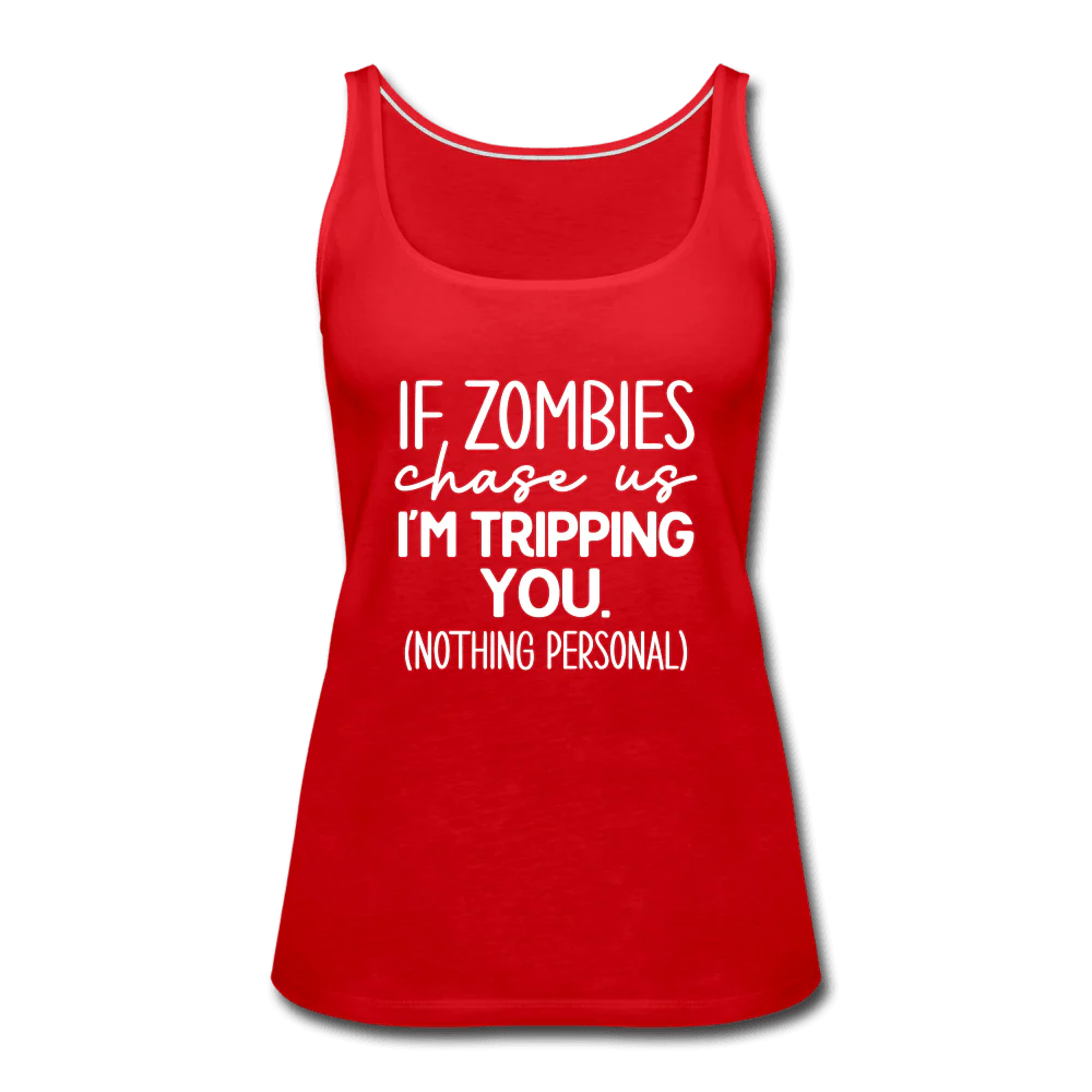 Zombie Chase Funny Quote Tank Top - Image 5