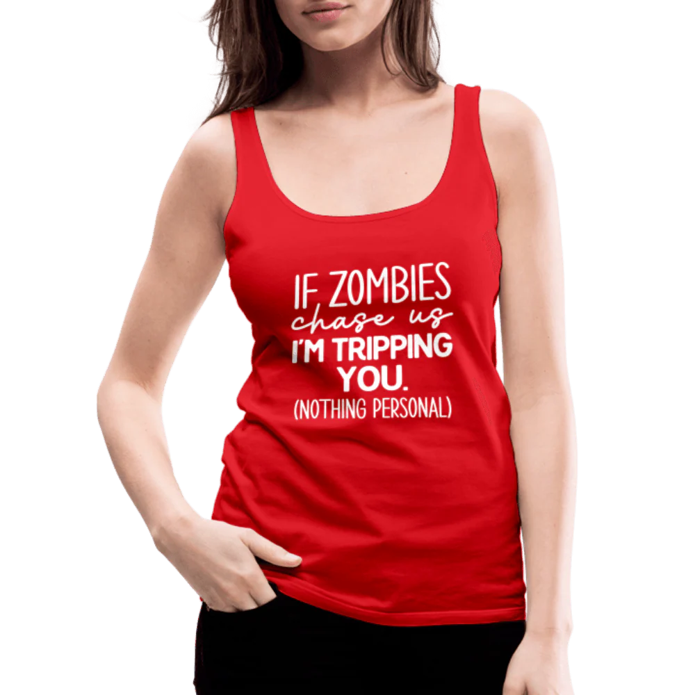 Zombie Chase Funny Quote Tank Top - Image 7